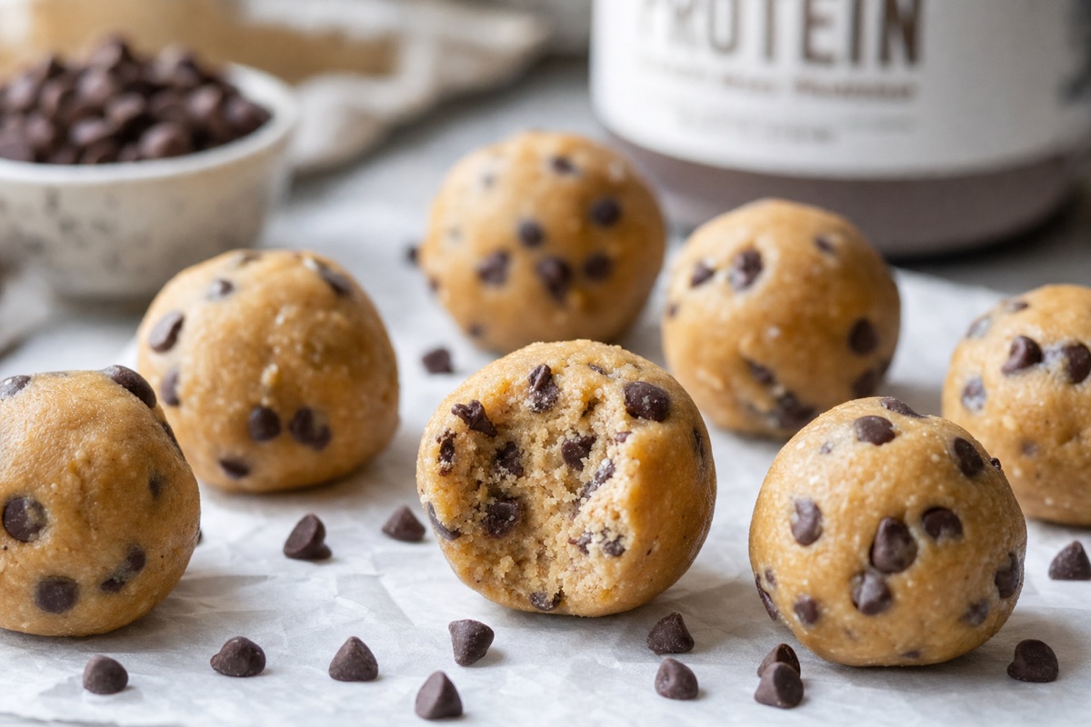 Chocolate Chip Cookie Dough Protein Bites